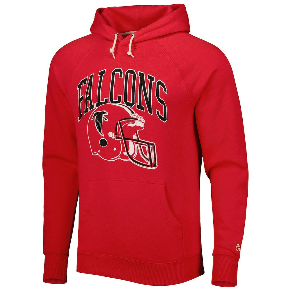 Atlanta Falcons Homage Retro Helmet Tri-Blend Raglan Pullover Hoodie - Red - NFL