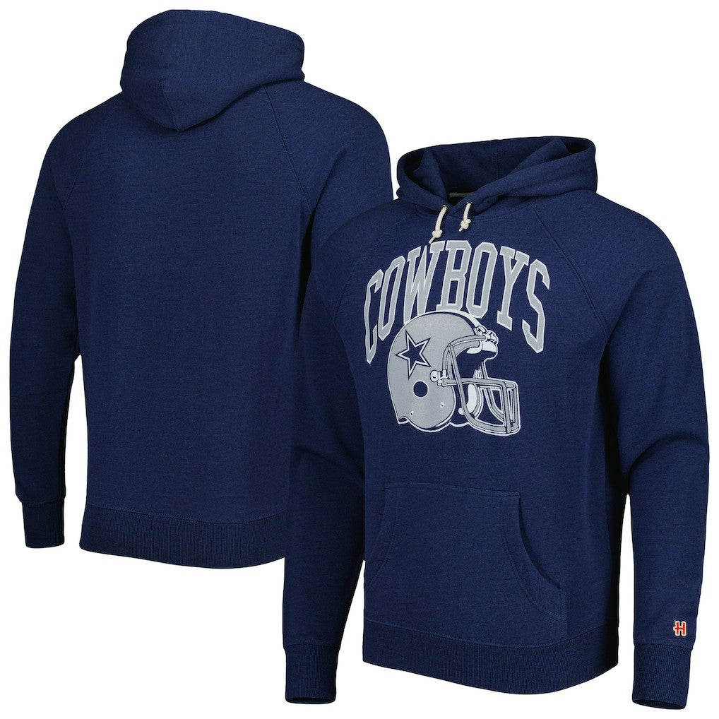 Dallas Cowboys Homage Retro Helmet Tri-Blend Raglan Pullover Hoodie - Navy - NFL
