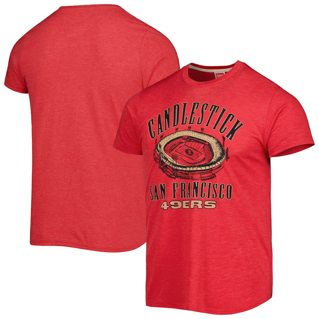 San Francisco 49ers Homage Stadium Tri-Blend T-Shirt - Scarlet - NFL