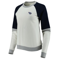 Tennessee Titans Antigua Women's Avenue Raglan Pullover Sweatshirt - Cream/Navy - NFL