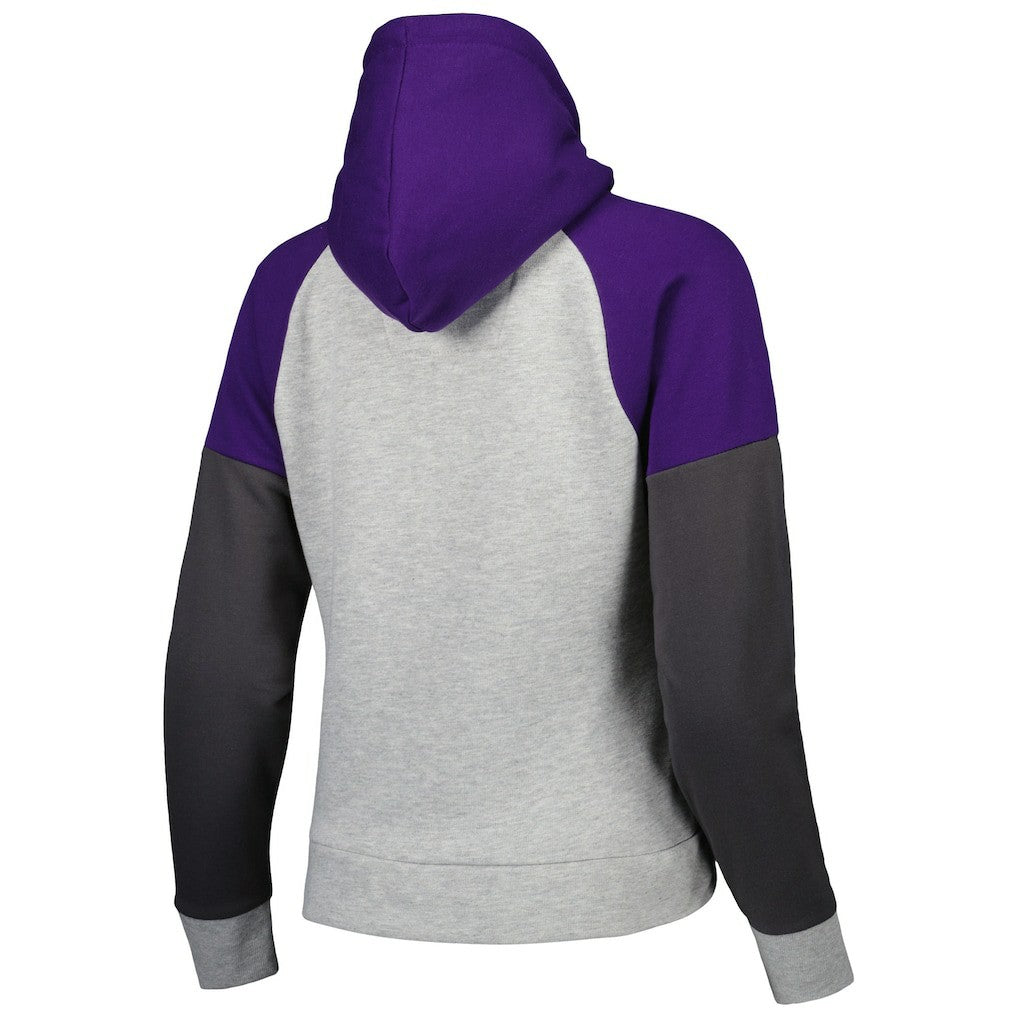 Baltimore Ravens Antigua Women's Lightweight Jackpot Raglan Half-Zip Pullover Hoodie - Heather Gray - NFL