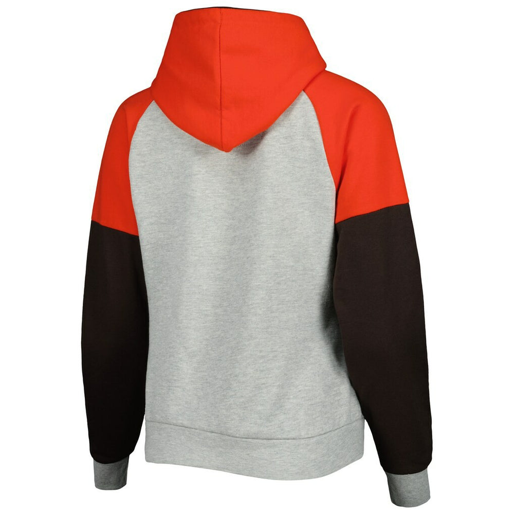 Cleveland Browns Antigua Women's Lightweight Jackpot Raglan Half-Zip Pullover Hoodie - Heather Gray - NFL