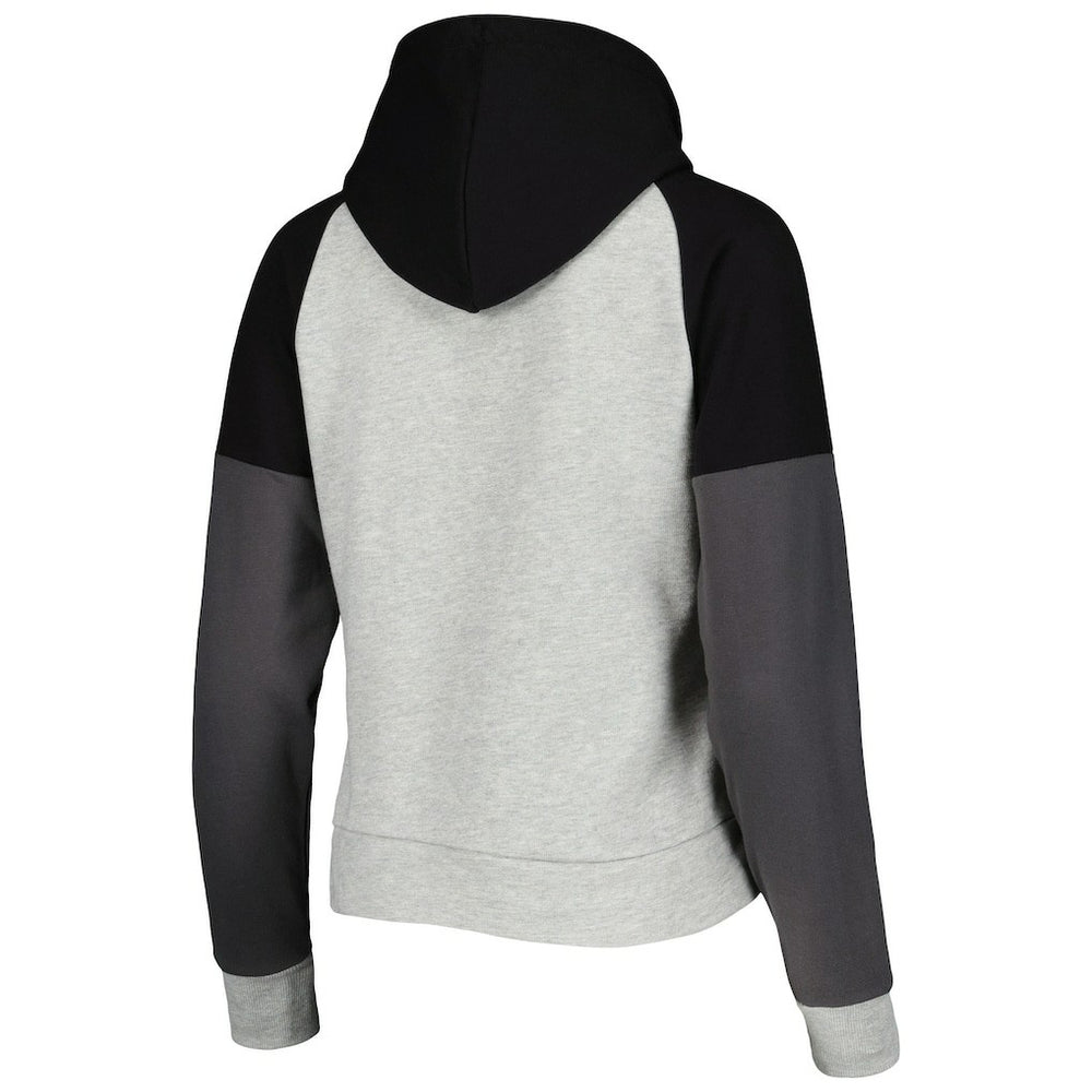 Las Vegas Raiders Antigua Women's Lightweight Jackpot Raglan Half-Zip Pullover Hoodie - Heather Gray - NFL