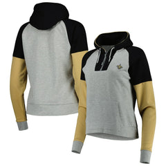 New Orleans Saints Antigua Women's Lightweight Jackpot Raglan Half-Zip Pullover Hoodie - Heather Gray - NFL