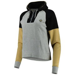New Orleans Saints Antigua Women's Lightweight Jackpot Raglan Half-Zip Pullover Hoodie - Heather Gray - NFL