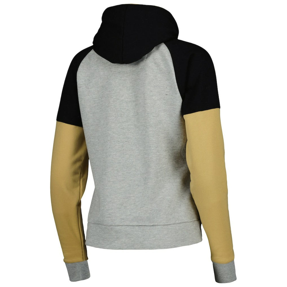 New Orleans Saints Antigua Women's Lightweight Jackpot Raglan Half-Zip Pullover Hoodie - Heather Gray - NFL