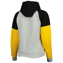 Pittsburgh Steelers Antigua Women's Lightweight Jackpot Raglan Half-Zip Pullover Hoodie - Heather Gray - NFL