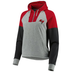 Tampa Bay Buccaneers Antigua Women's Lightweight Jackpot Raglan Half-Zip Pullover Hoodie - Heather Gray - NFL