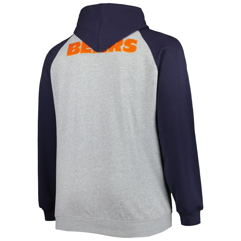 Chicago Bears Big & Tall Fleece Raglan Full-Zip Hoodie Jacket - Heather Gray - NFL