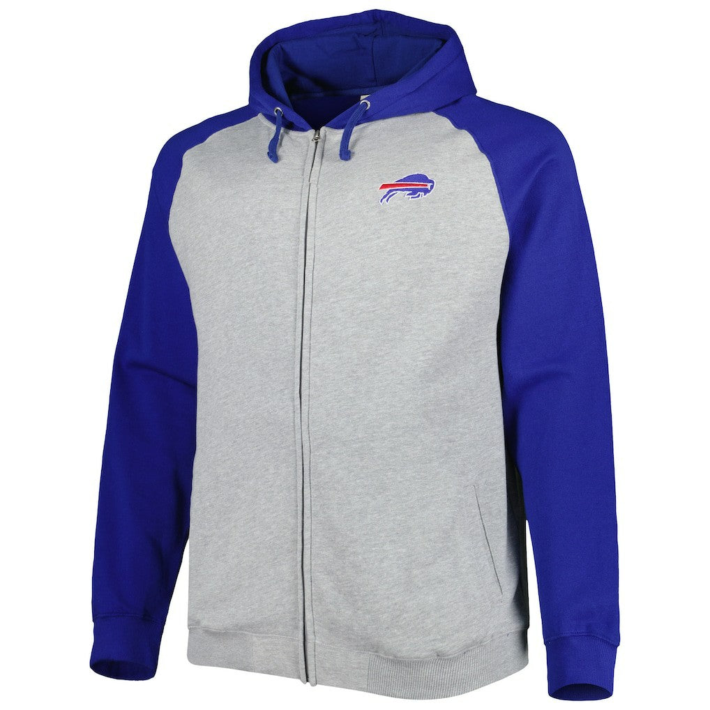 Buffalo Bills Big & Tall Fleece Raglan Full-Zip Hoodie Jacket - Heather Gray - NFL