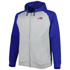 Buffalo Bills Big & Tall Fleece Raglan Full-Zip Hoodie Jacket - Heather Gray - NFL