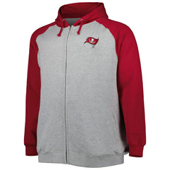 Tampa Bay Buccaneers Big & Tall Fleece Raglan Full-Zip Hoodie Jacket - Heather Gray - NFL