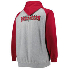 Tampa Bay Buccaneers Big & Tall Fleece Raglan Full-Zip Hoodie Jacket - Heather Gray - NFL