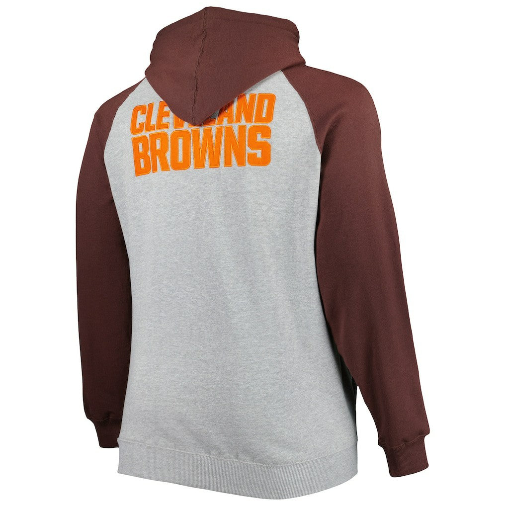 Cleveland Browns Big & Tall Fleece Raglan Full-Zip Hoodie Jacket - Heather Gray - NFL