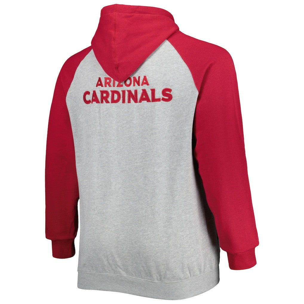 Arizona Cardinals Big & Tall Fleece Raglan Full-Zip Hoodie Jacket - Heather Gray - NFL