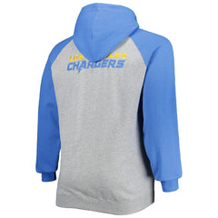 Los Angeles Chargers Big & Tall Fleece Raglan Full-Zip Hoodie Jacket - Heather Gray - Fanatics