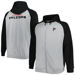 Atlanta Falcons Big & Tall Fleece Raglan Full-Zip Hoodie Jacket - Heather Gray - NFL