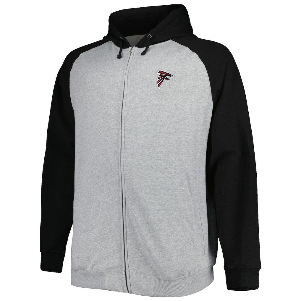 Atlanta Falcons Big & Tall Fleece Raglan Full-Zip Hoodie Jacket - Heather Gray - NFL