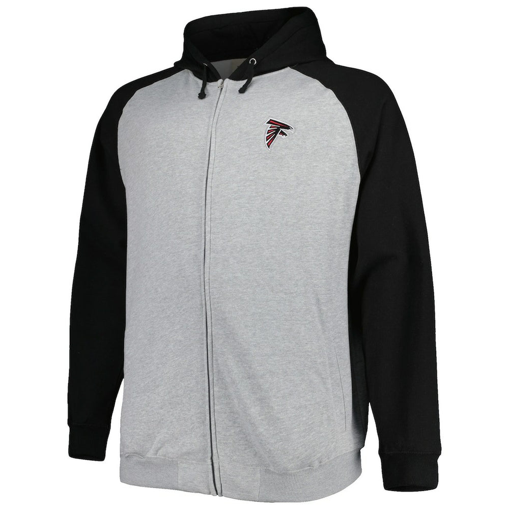 Atlanta Falcons Big & Tall Fleece Raglan Full-Zip Hoodie Jacket - Heather Gray - NFL