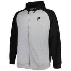 Atlanta Falcons Big & Tall Fleece Raglan Full-Zip Hoodie Jacket - Heather Gray - NFL