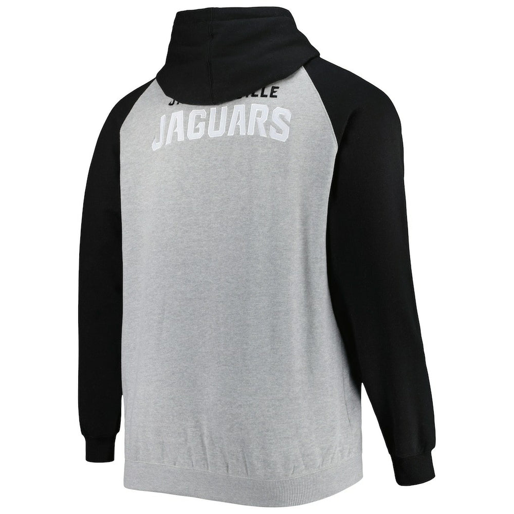 Jacksonville Jaguars Big & Tall Fleece Raglan Full-Zip Hoodie Jacket - Heather Gray - NFL