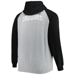 Jacksonville Jaguars Big & Tall Fleece Raglan Full-Zip Hoodie Jacket - Heather Gray - NFL