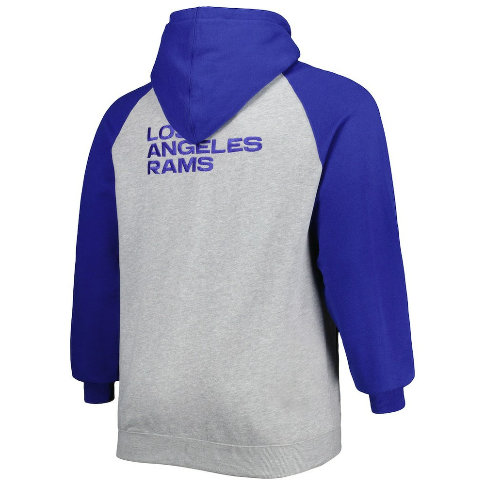 Los Angeles Rams Big & Tall Fleece Raglan Full-Zip Hoodie Jacket - Heather Gray - NFL