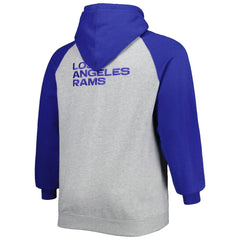 Los Angeles Rams Big & Tall Fleece Raglan Full-Zip Hoodie Jacket - Heather Gray - NFL