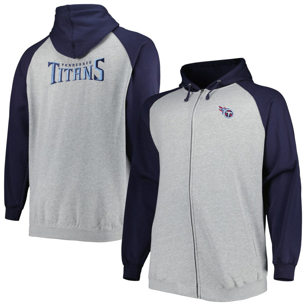 Tennessee Titans Big & Tall Fleece Raglan Full-Zip Hoodie Jacket - Heather Gray - NFL