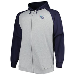 Tennessee Titans Big & Tall Fleece Raglan Full-Zip Hoodie Jacket - Heather Gray - NFL