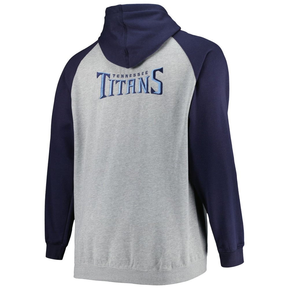 Tennessee Titans Big & Tall Fleece Raglan Full-Zip Hoodie Jacket - Heather Gray - NFL