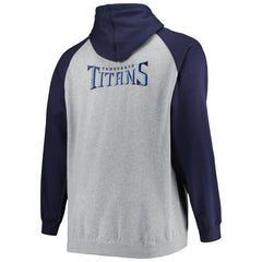 Tennessee Titans Big & Tall Fleece Raglan Full-Zip Hoodie Jacket - Heather Gray - NFL