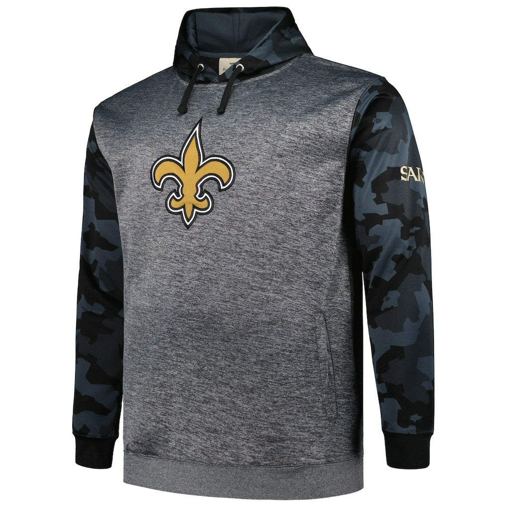 New Orleans Saints Big & Tall Camo Pullover Hoodie - Heather Charcoal - Fanatics