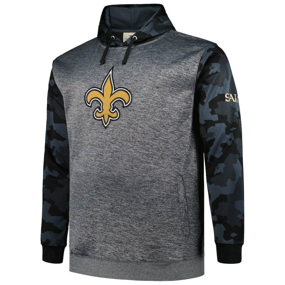 New Orleans Saints Big & Tall Camo Pullover Hoodie - Heather Charcoal - Fanatics