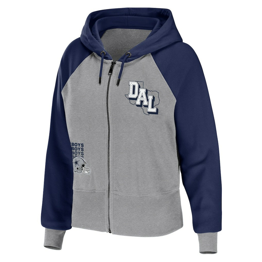 Dallas Cowboys WEAR by Erin Andrews Women's Colorblock Lightweight Full-Zip Hoodie - Silver - NFL