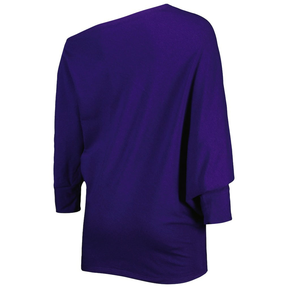 Baltimore Ravens KIYA TOMLIN Women's Twisted Tri-Blend Asymmetrical 3/4-Dolman Sleeve Sweatshirt - Purple - NFL