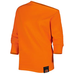 Cincinnati Bengals KIYA TOMLIN Women's Twisted Tri-Blend Asymmetrical 3/4-Dolman Sleeve Sweatshirt - Orange - NFL