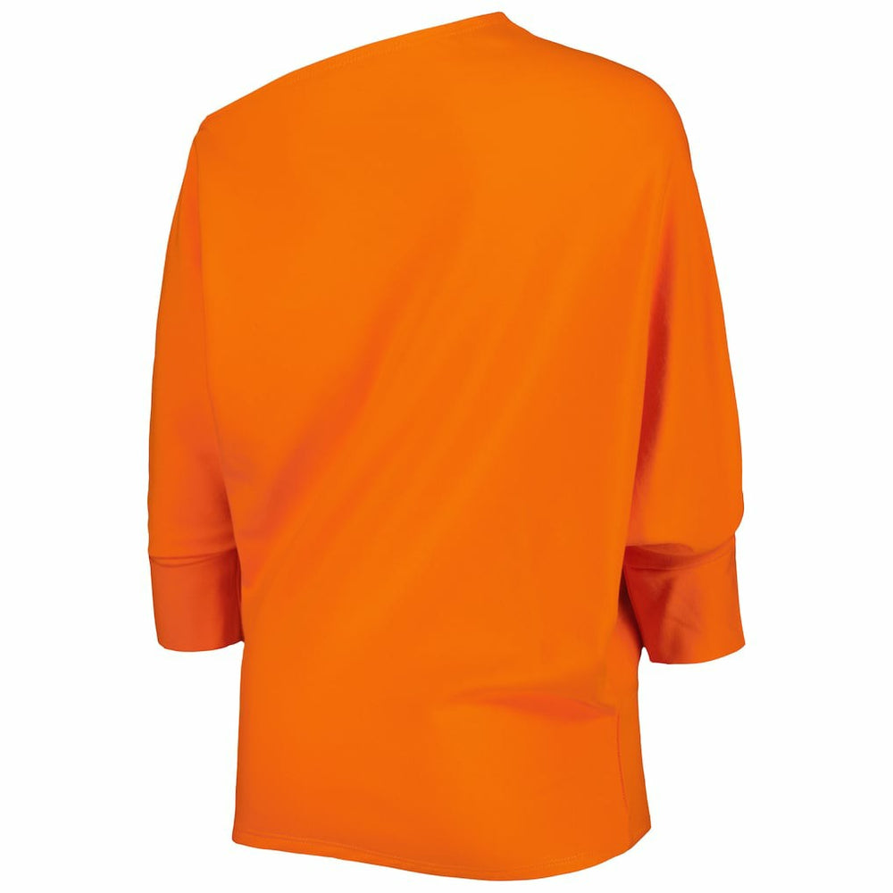 Cincinnati Bengals KIYA TOMLIN Women's Twisted Tri-Blend Asymmetrical 3/4-Dolman Sleeve Sweatshirt - Orange - NFL