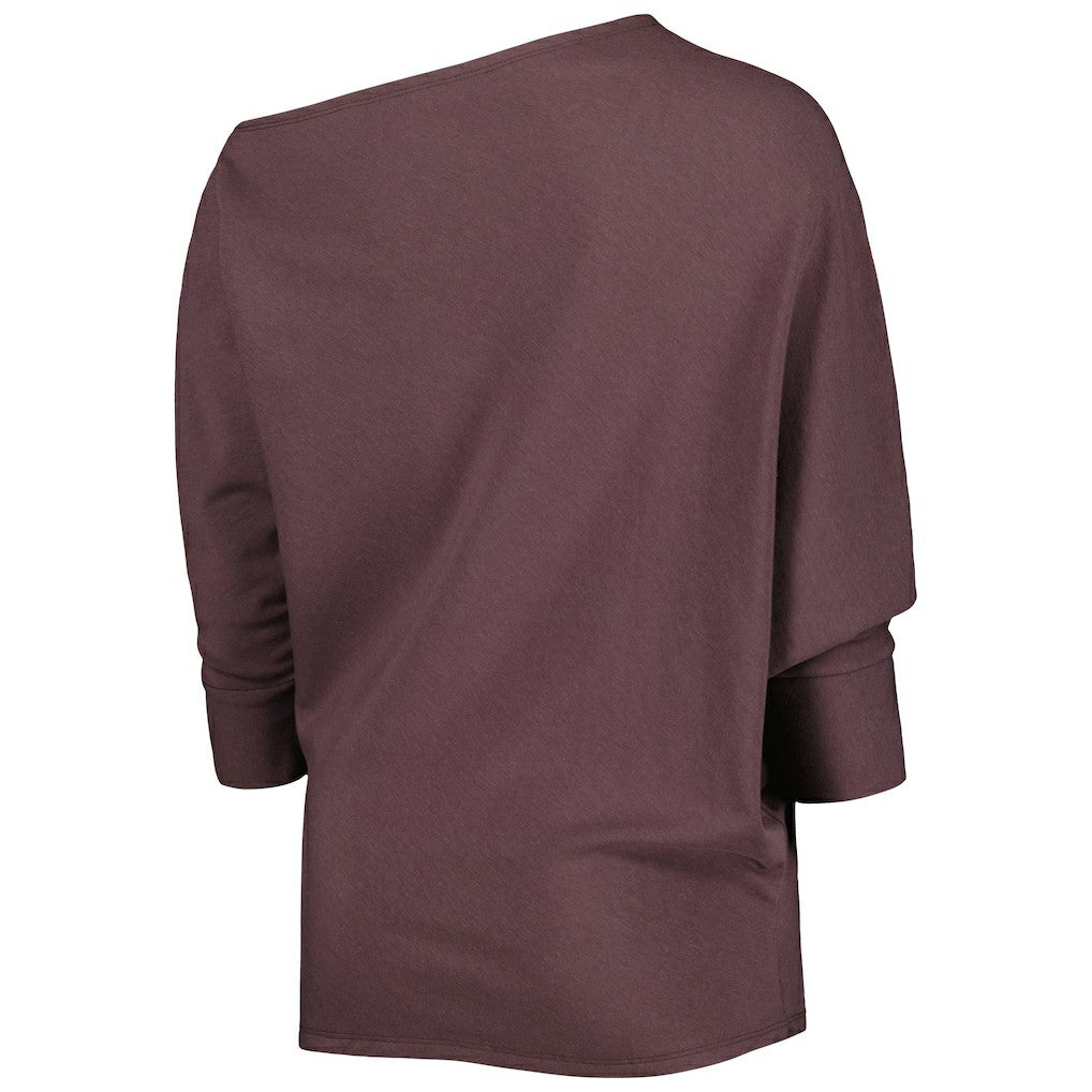Cleveland Browns KIYA TOMLIN Women's Twisted Tri-Blend Asymmetrical 3/4-Dolman Sleeve Sweatshirt - Brown - NFL