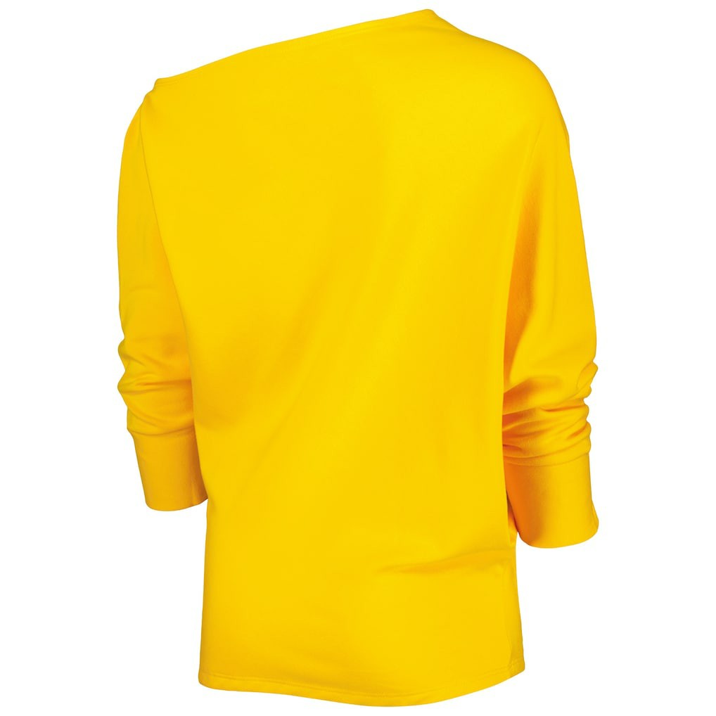 Pittsburgh Steelers KIYA TOMLIN Women's Twisted Tri-Blend Asymmetrical 3/4-Dolman Sleeve Sweatshirt - Gold - NFL