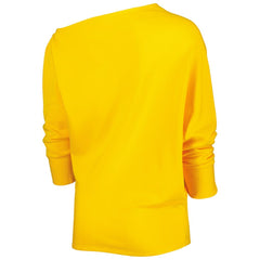 Pittsburgh Steelers KIYA TOMLIN Women's Twisted Tri-Blend Asymmetrical 3/4-Dolman Sleeve Sweatshirt - Gold - NFL