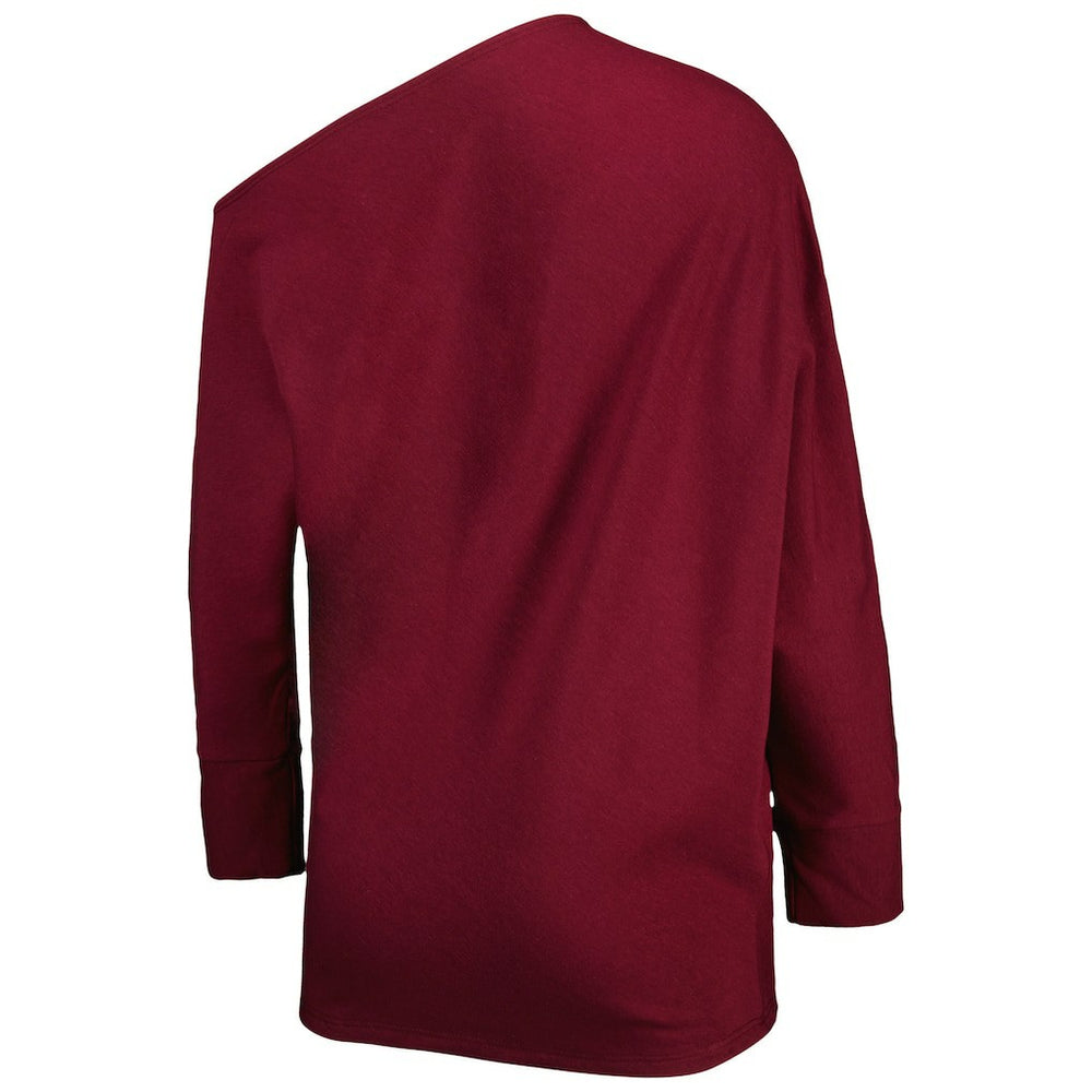 Washington Commanders KIYA TOMLIN Women's Twisted Tri-Blend Asymmetrical 3/4-Dolman Sleeve Sweatshirt - Burgundy - NFL