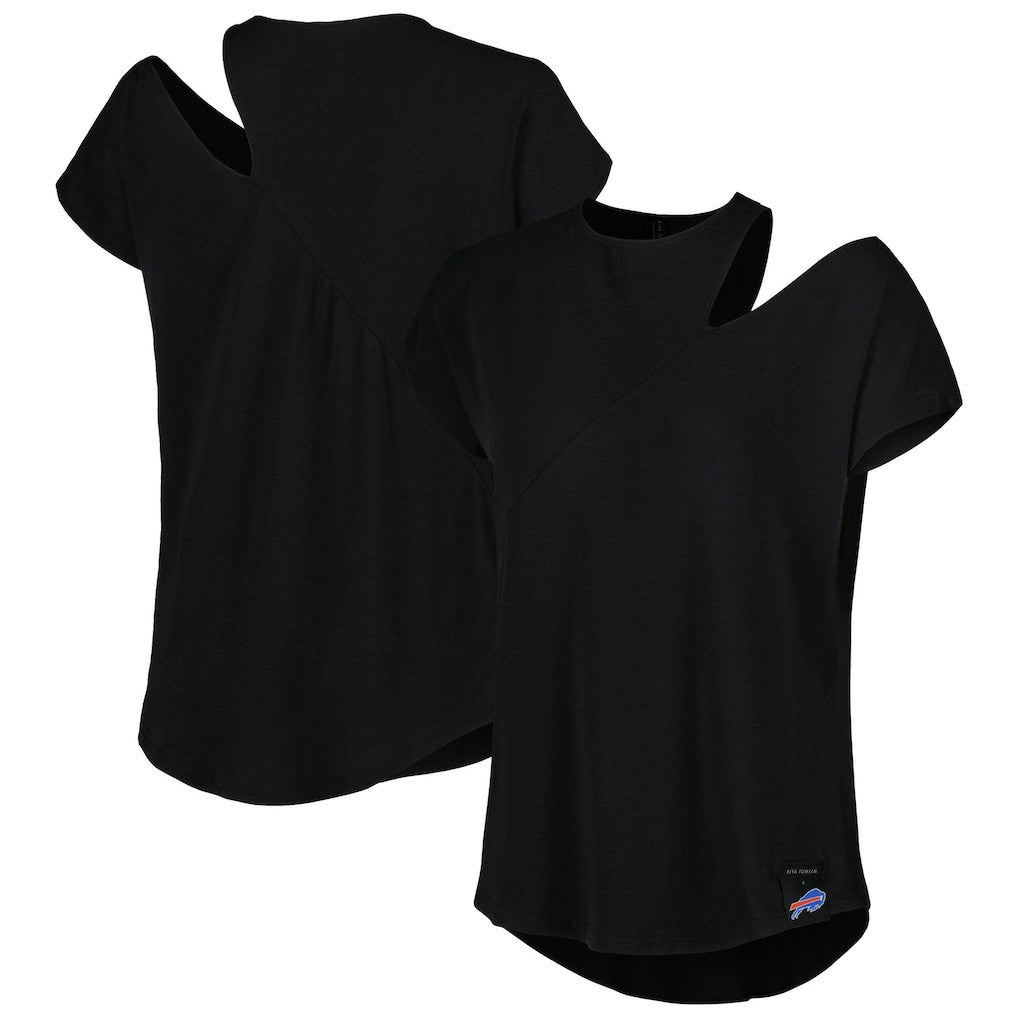 Buffalo Bills KIYA TOMLIN Women's Cut Out Tri-Blend Shirt - Black - NFL