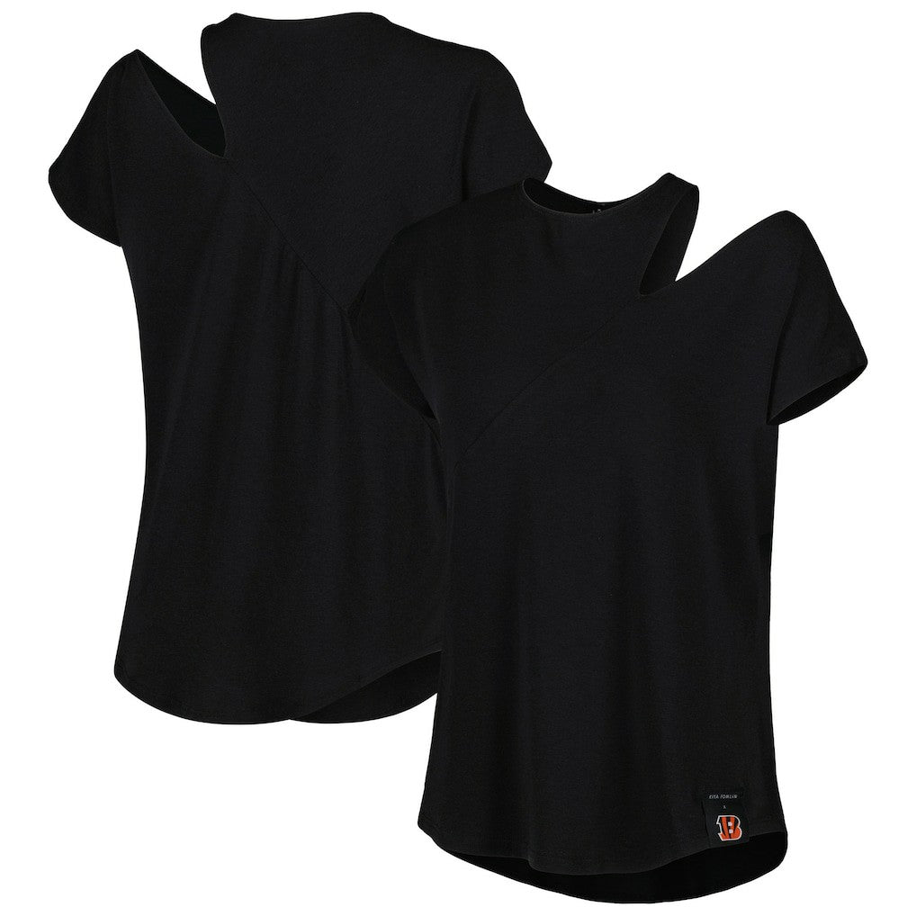 Cincinnati Bengals KIYA TOMLIN Women's Cut Out Tri-Blend Shirt - Black - NFL