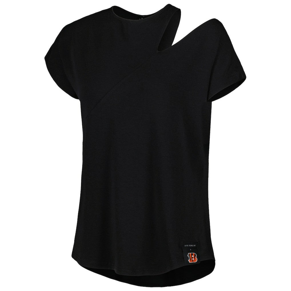 Cincinnati Bengals KIYA TOMLIN Women's Cut Out Tri-Blend Shirt - Black - NFL
