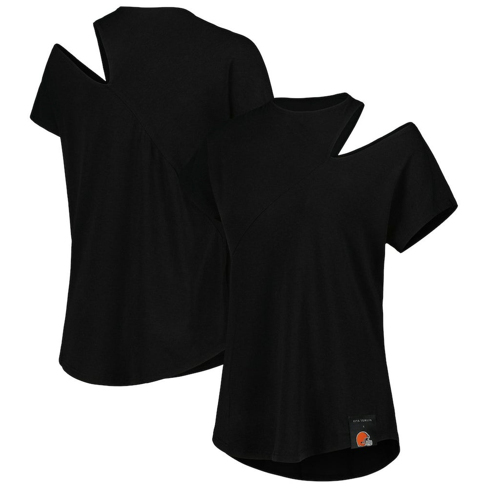 Cleveland Browns KIYA TOMLIN Women's Cut Out Tri-Blend Shirt - Black - NFL