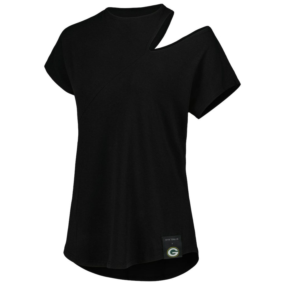 Green Bay Packers KIYA TOMLIN Women's Cut Out Tri-Blend Shirt - Black - NFL