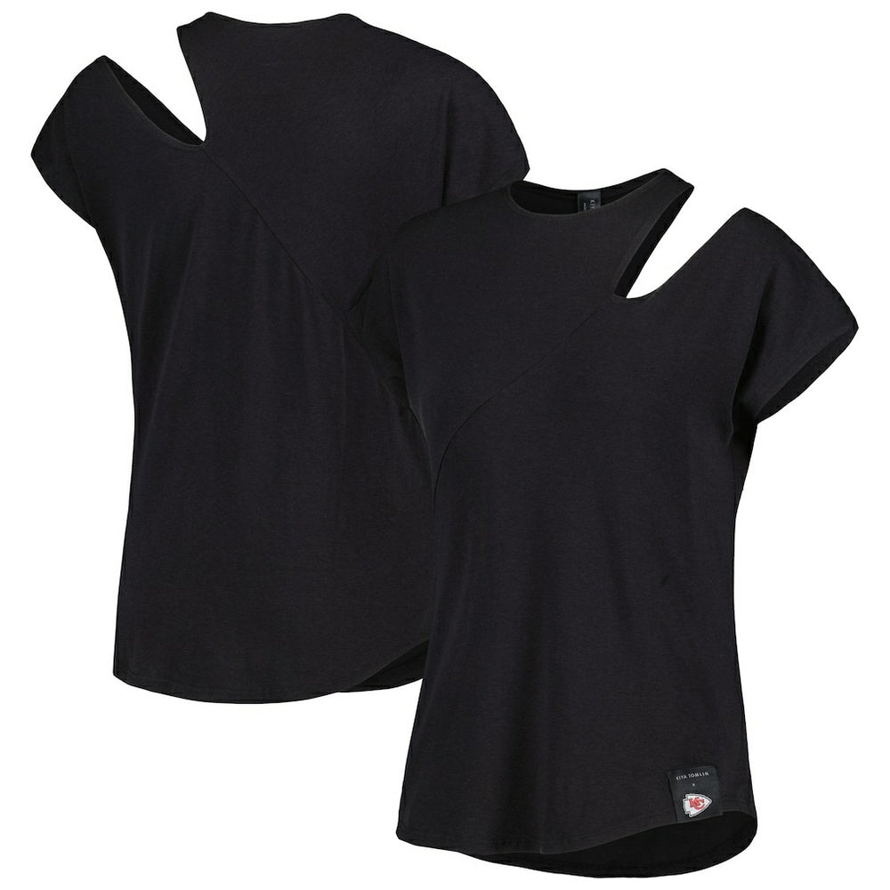 Kansas City Chiefs KIYA TOMLIN Women's Cut Out Tri-Blend Shirt - Black - NFL