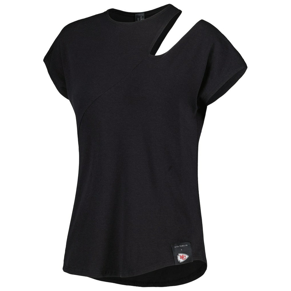 Kansas City Chiefs KIYA TOMLIN Women's Cut Out Tri-Blend Shirt - Black - NFL
