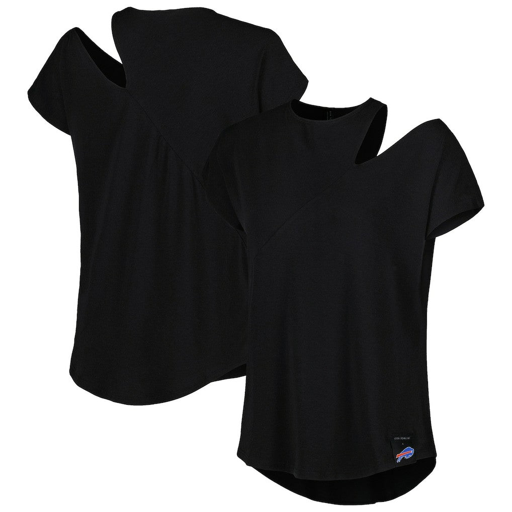 Pittsburgh Steelers KIYA TOMLIN Women's Cut Out Tri-Blend Shirt - Black - NFL